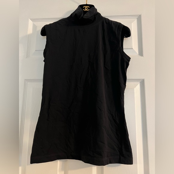 St. John Caviar black high neck sleeveless top Size S 87%Nylon 13%Spandex EUC - Picture 1 of 5